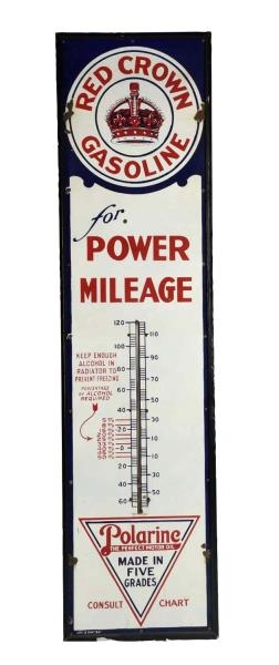 RED CROWN"FOR POWER MILEAGE" PORCELAIN THERMOMETER