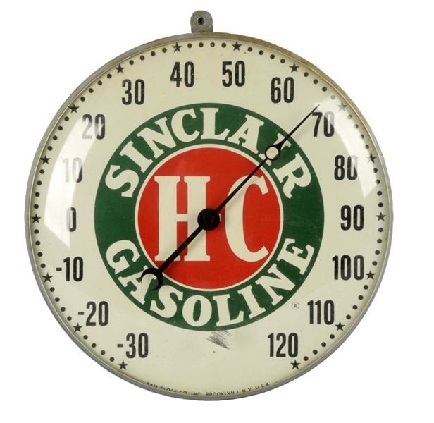 SINCLAIR H-C GASOLINE ROUND THERMOMETER.          