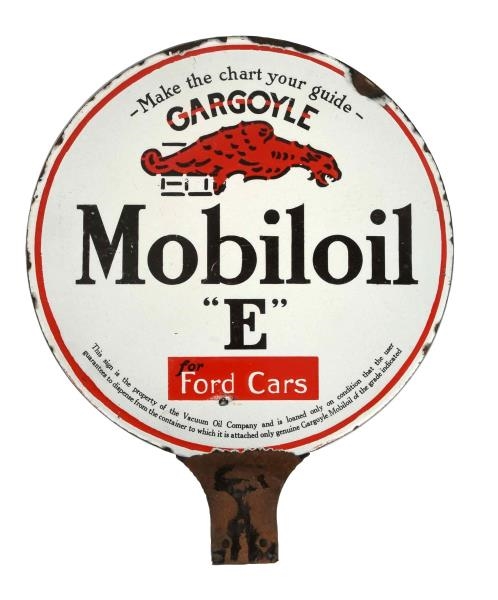 MOBILOIL "E" FOR FORD CARS LUBSTER PADDLE SIGN.   