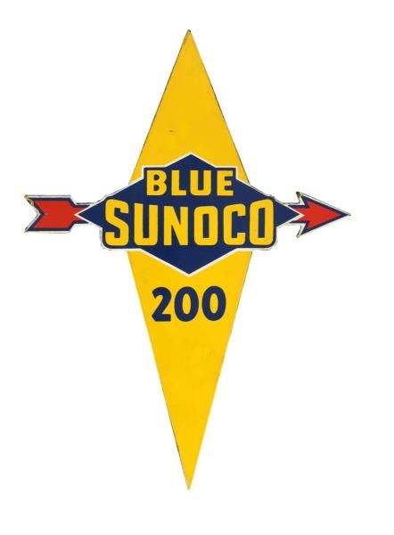 BLUE SUNOCO 200 (ARROW) PORCELAIN SIGN.           