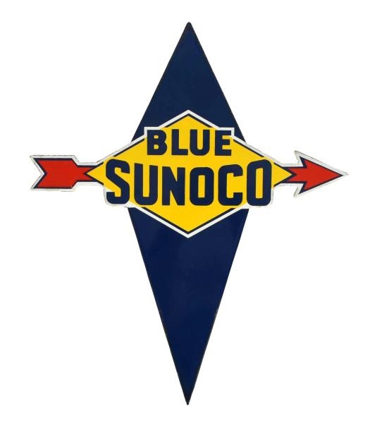 BLUE SUNOCO (ARROW) PORCELAIN SIGN.               