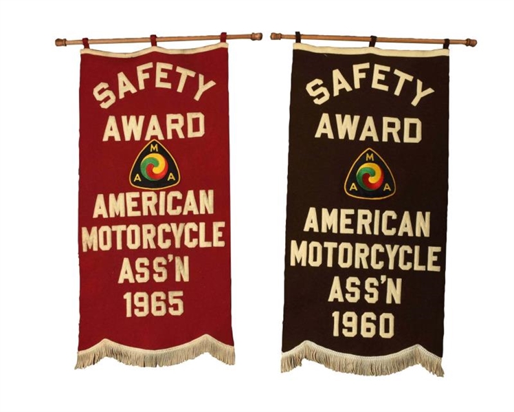 LOT OF 2: AMA SAFETY AWARDS 1960 & 1965 BANNERS.  