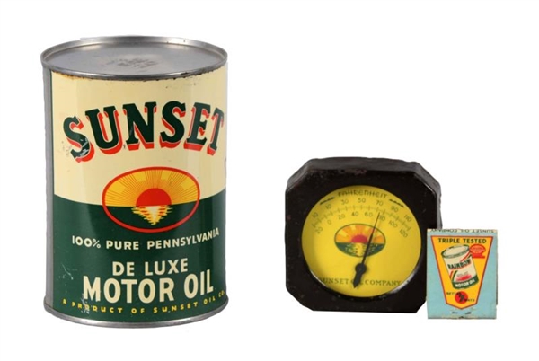 SUNSET DE LUXE MOTOR OIL ONE QUART CAN & MORE.    
