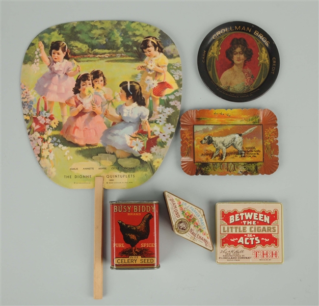 LOT OF 6: ASSORTED ADVERTISING ITEMS.
