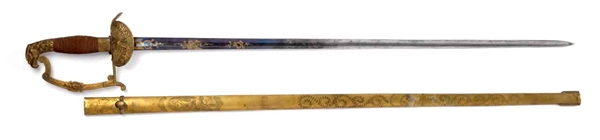 U.S. 1840 STRAIGHT BLADE MILITIA SWORD.           