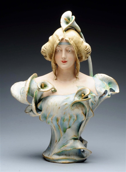 ERNST WAHLISS CO. CERAMIC BUST OF WOMAN.          
