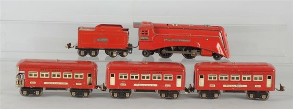 LOT OF 5:  LIONEL RED COMET SET WITH EARLY TENDER.