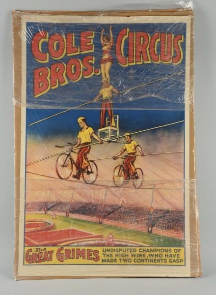 COLE BROS. CIRCUS ADVERTISING POSTER.             
