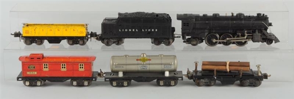 LOT OF 6:LIONEL NO.1666 LOCOMOTIVE & FREIGHT CARS.