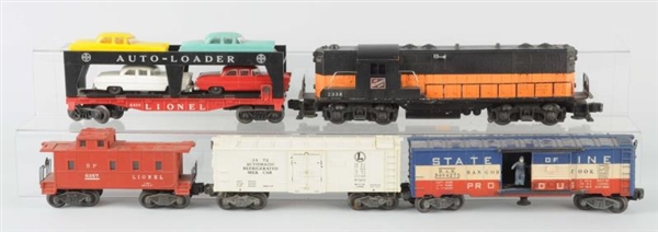 LOT OF 5:  LIONEL NO.2338 LOCO. & FREIGHT CARS.   