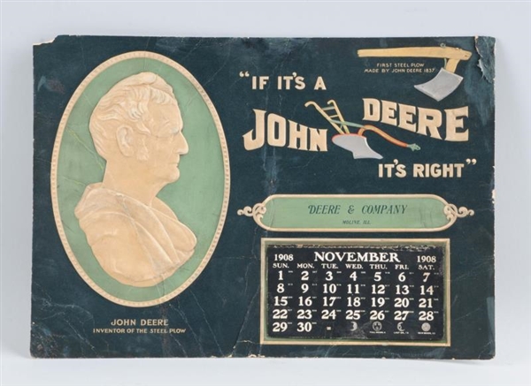 1908 JOHN DEERE CARDBOARD ADVERTISING CALENDAR.   