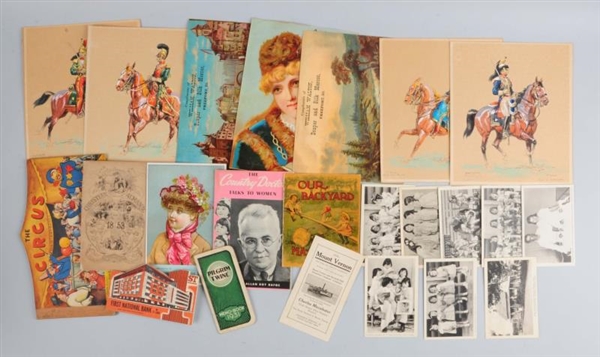 LOT OF 15+: POST CARDS, TRADE CARDS & BROCHURES.  