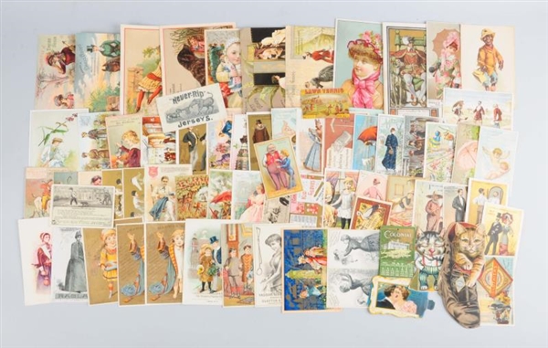LOT OF 20+:  CLOTHING RELATED TRADE CARDS.        