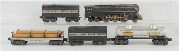 LOT OF 5: LIONEL NO.221 LOCOMOTIVE & FREIGHT CARS.