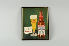 BUDWEISER HY-GLO PLAQUE ADVERTISING SIGN.         