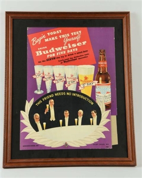 1950S BUDWEISER ADVERTISING SIGN.                
