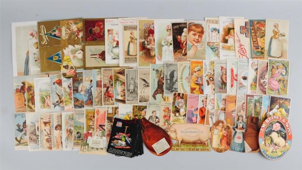 LOT OF 30+:  FOOD RELATED ADVERTISING TRADE CARDS.