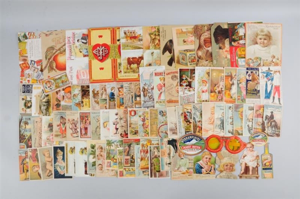LOT OF 30+: FOOD RELATED ADVERTISING TRADE CARDS. 