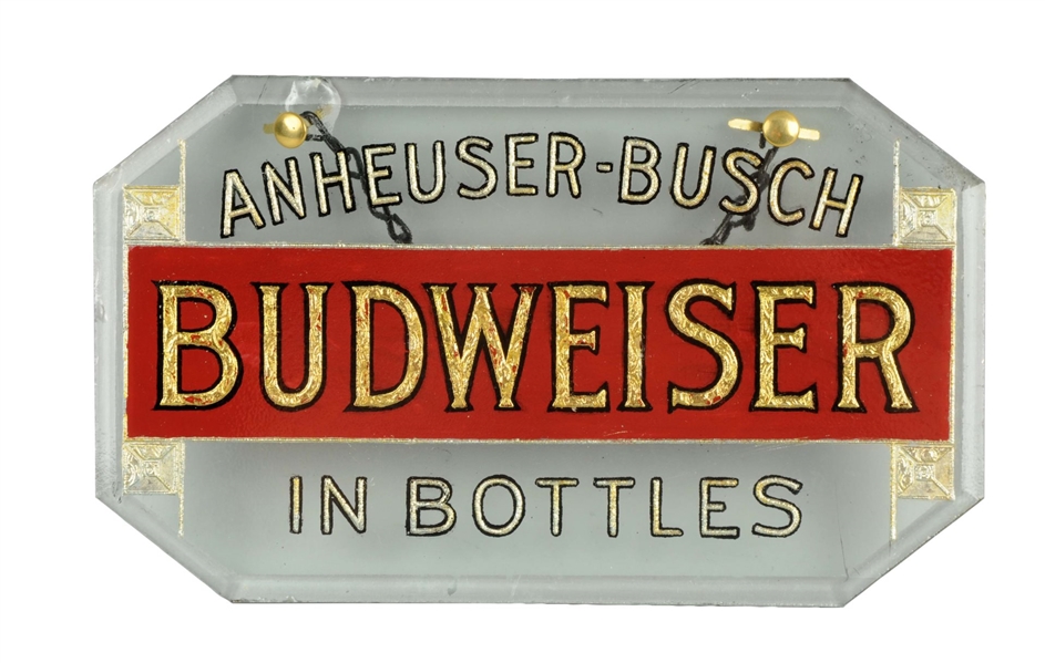 ANHEUSER-BUSCH REVERSE GLASS HANGING SIGN.        