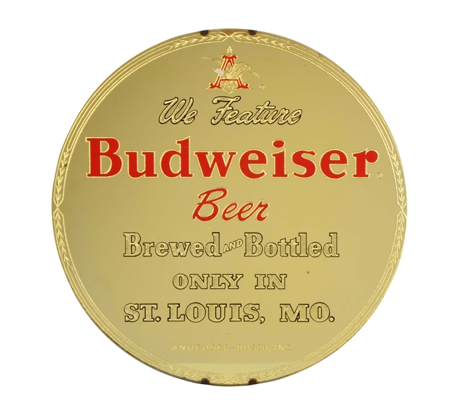BUDWEISER BEER MIRRORED SIGN.                     