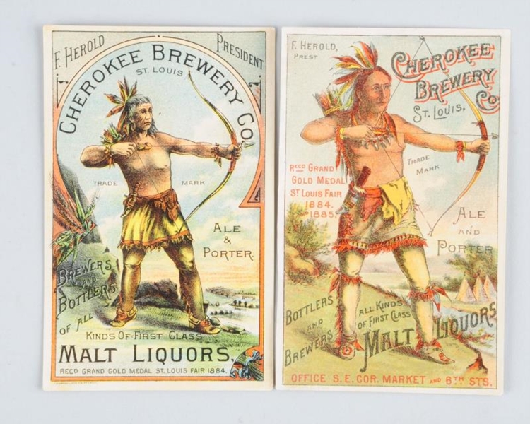 LOT OF 2: CHEROKEE BREWERY ADV. TRADE CARDS.      