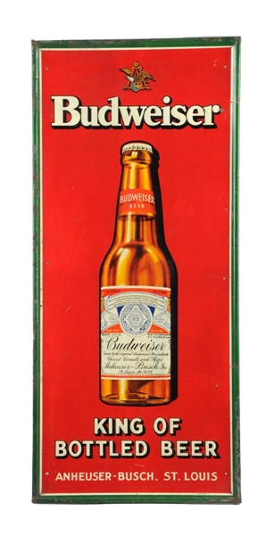 BUDWEISER "KING OF BOTTLED BEERS" LARGE TIN SIGN. 