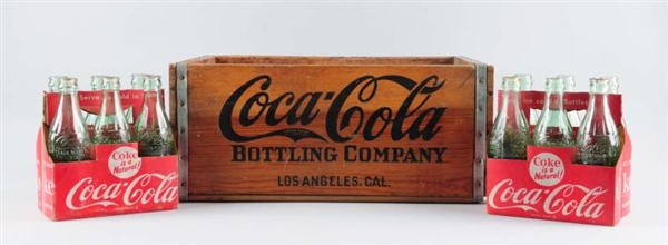 LOT OF 3: COCA-COLA CRATE W/ TWO SIX PACKS.       