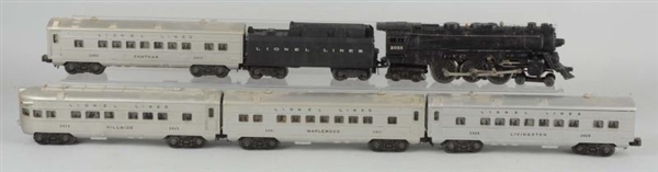 LOT OF 6: LIONEL 2055 STEAM LOCO, TENDER & CARS.  