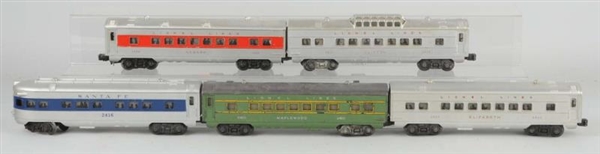 LOT OF 5: ASSORTED PASSENGER CARS.                