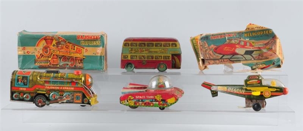 LOT OF 4: MADE IN INDIA TIN LITHOGRAPHED TOYS.    