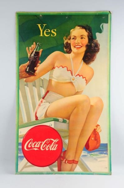 COCA-COLA "YES" CARDBOARD ADVERTISING SIGN.       