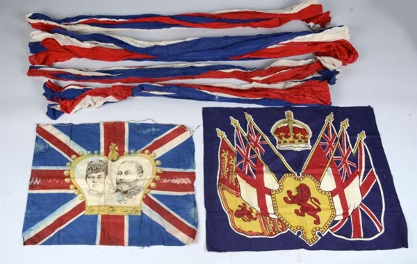LOT OF 6: KING GEORGE & QUEEN MARY FLAG ENSEMBLE. 