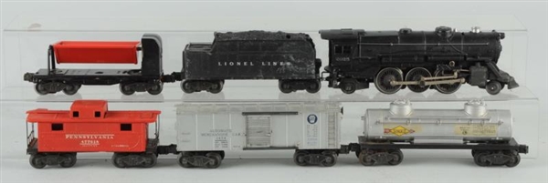 LOT OF 6:  LIONEL NO. 2025 ENGINE & FREIGHT CARS. 