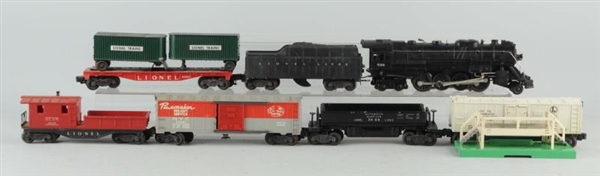 LOT OF 9: LIONEL NO. 736 ENGINE & FREIGHT CARS.   