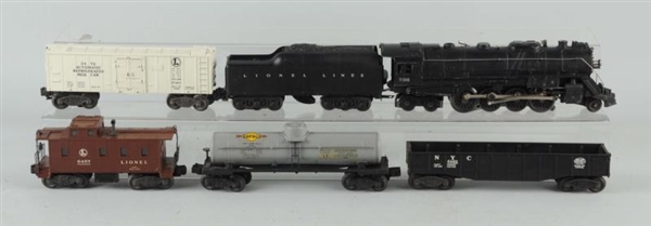 LOT OF 6: LIONEL NO. 736 ENGINE & FREIGHT CARS.   
