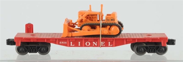 LIONEL NO. 6816 FLAT CAR WITH BULLDOZER.          