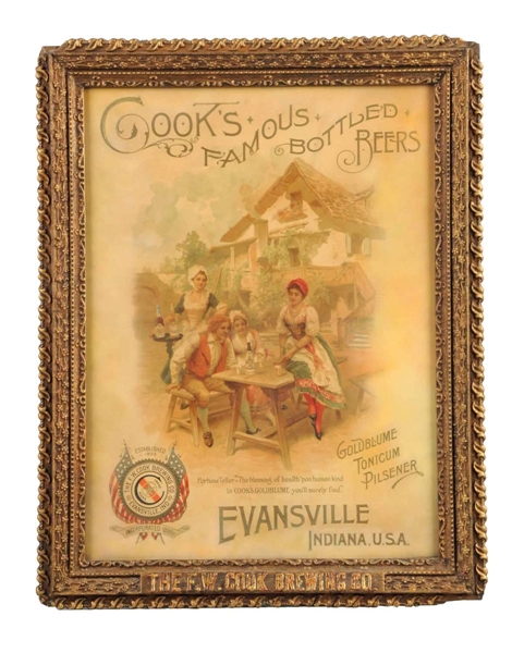 F.W. COOK BREWING CO. FORTUNE TELLER LITHO SIGN.  