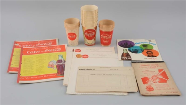 LOT OF COCA-COLA ADVERTISING CUPS & NOTE PADS.    