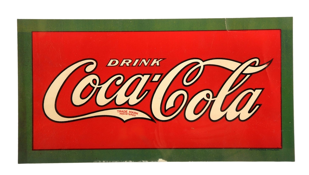 EARLY COCA-COLA PAPER ADVERTISING SIGN.           