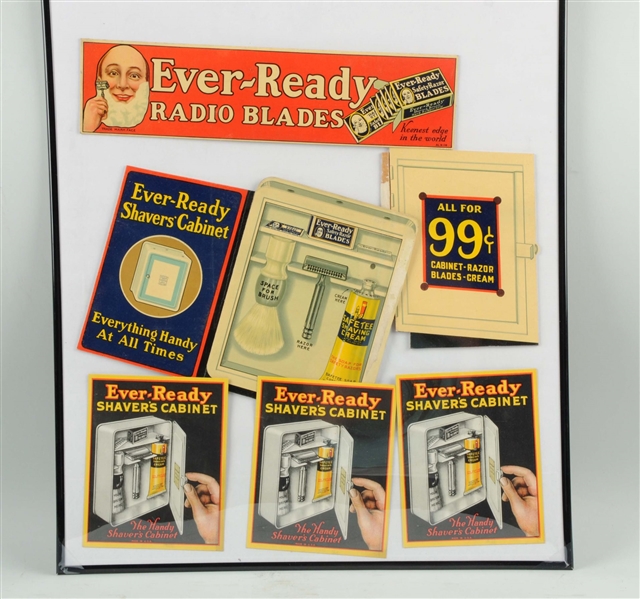 LOT OF 5: EVER-READY SHAVING CARDBOARD SIGN.      