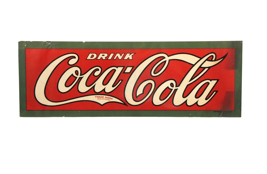 LARGE PAPER COCA-COLA ADVERTISING SIGN.           