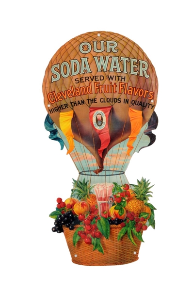 CLEVELAND FRUIT FLAVORS SODA WATER WINDOW SIGN.   