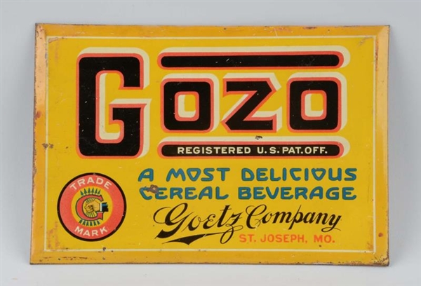 GOZO CEREAL BEVERAGE ADVERTISING SIGN.            