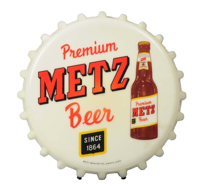 METZ BEER BOTTLE CAP LIGHT-UP SIGN.               