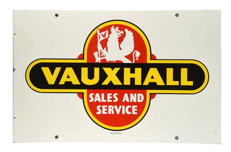 VAUXHALL SALES AND SERVICE PORCELAIN SIGN.         