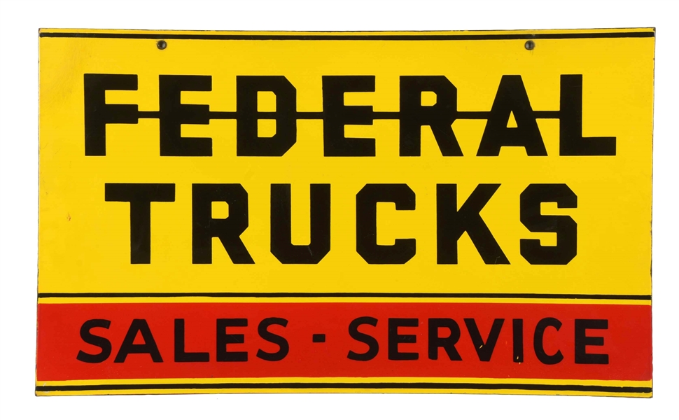 FEDERAL TRUCKS SALES-SERVICE PORCELAIN SIGN.      