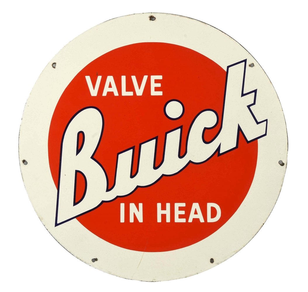 BUICK "VALVE IN HEAD" PORCELAIN SIGN.             