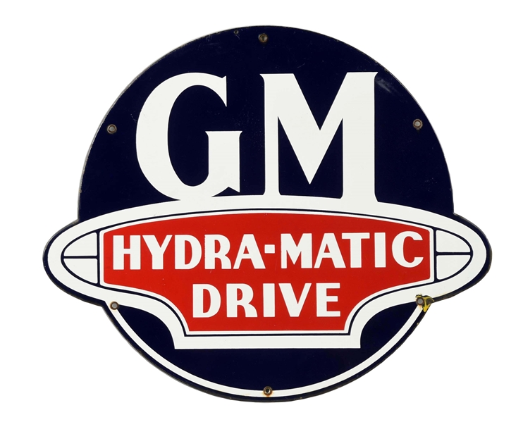 GM HYDRA-MATIC DRIVE PORCELAIN SIGN.              