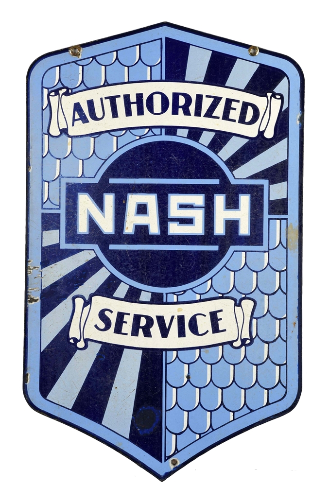 NASH AUTHORIZED SERVICE DIECUT FISH SCALE SIGN.   