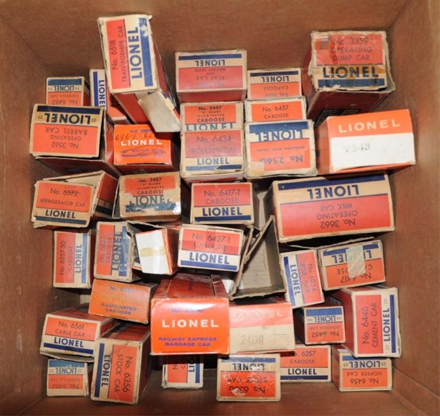 GROUPING OF ASSORTED LIONEL EMPTY STOCK BOXES.    
